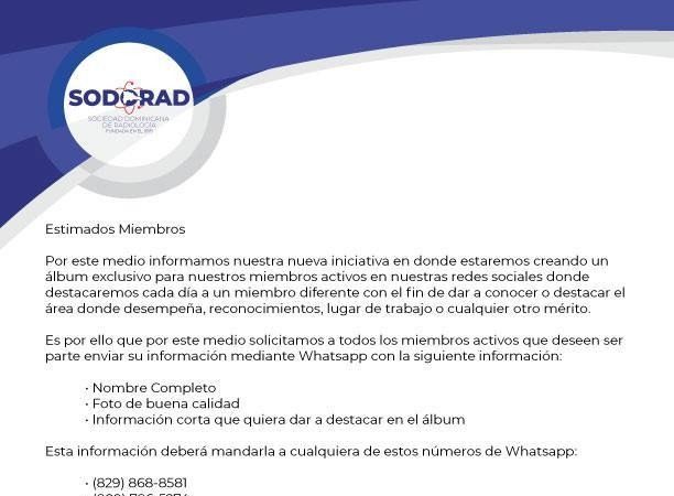 Iniciativa de SODORAD busca destacar el trabajo y mérito de sus miembros Iniciativa de SODORAD busca destacar el trabajo y mérito de sus miembros