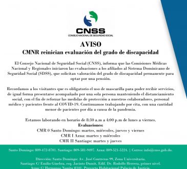 CNSS reanudó evaluación de grados por discapacidad siguiendo nuevos protocolos