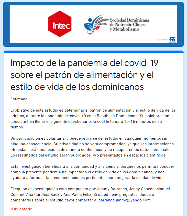 Médicos dominicanos inician investigación sobre alimentación durante Covid-19