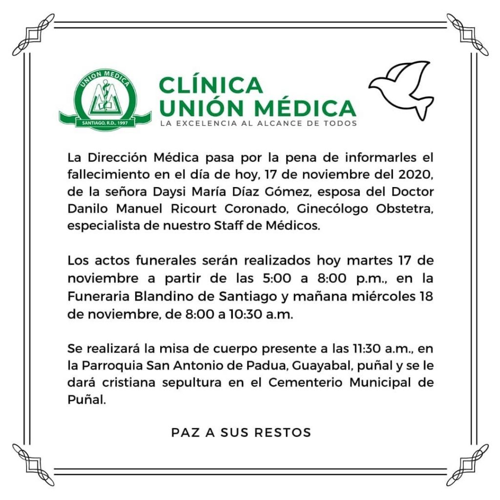 Esposa del decano de Ciencias de la Salud de UTESA falleció ayer Esposa del decano de Ciencias de la Salud de UTESA falleció ayer