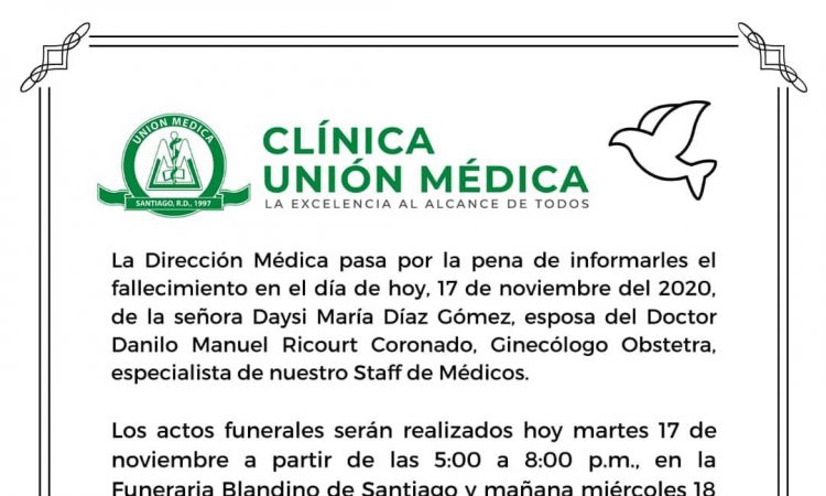 Esposa del decano de Ciencias de la Salud de UTESA falleció ayer