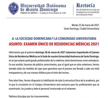 UASD fijó el ENURM 2021 para el próximo domingo 28 de marzo