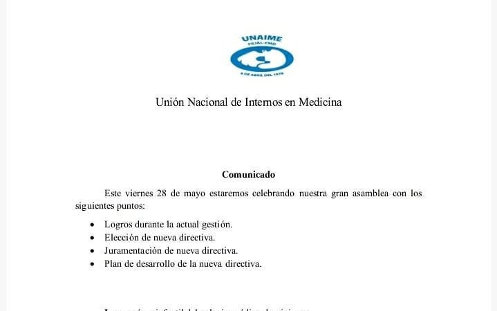 UNAIME convocó a sus integrantes para una asamblea en el CMD UNAIME convocó a sus integrantes para una asamblea en el CMD