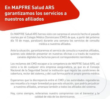 Mapfre Salud hizo frente a las amenazas de paralización de servicios médicos