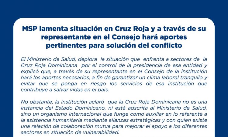 MSP abogó por apaciguar la situación de la Cruz Roja dominicana