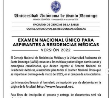 UASD programó el Examen Nacional Único 2022 para el domingo 06 de marzo