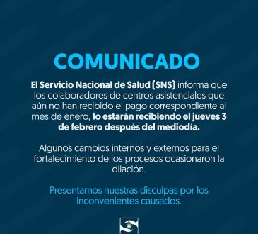 SNS cancelará pasivos salariales correspondientes a enero este jueves