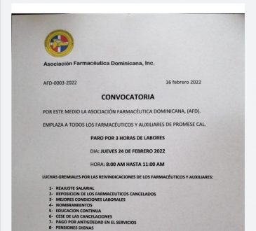 Asociación Farmacéutica convoca a paro laboral para este jueves 24