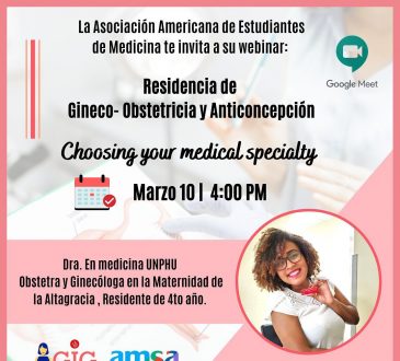 AMSA-UNPHU invita al webinar "Residencia de Gineco-Obstetricia y Anticoncepción"