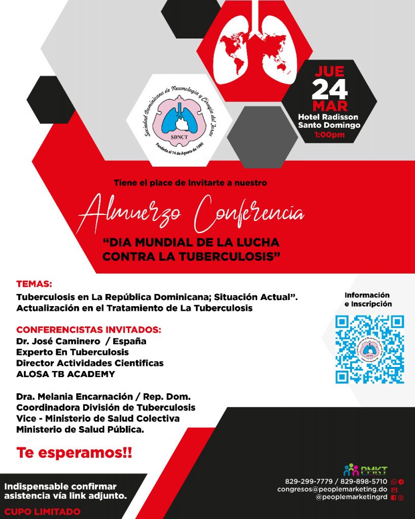 Neumólogos invitan a su almuerzo conferencia sobre el Día Mundial de la Tuberculosis