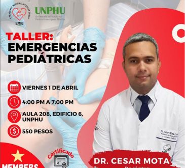 EMIG-UNPHU invita a taller de emergencias pediátricas este viernes