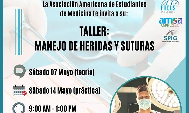 AMSA-UNPHU invita al taller "Manejo de heridas y suturas"