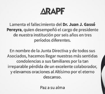 ARAPF lamenta pérdida de expresidente