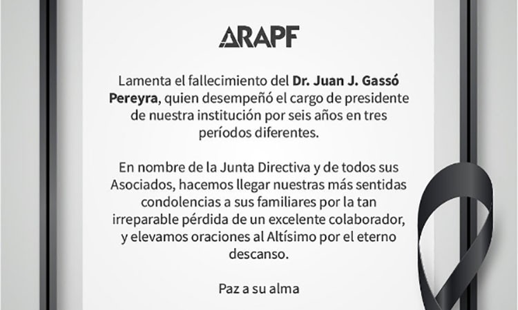 ARAPF lamenta pérdida de expresidente