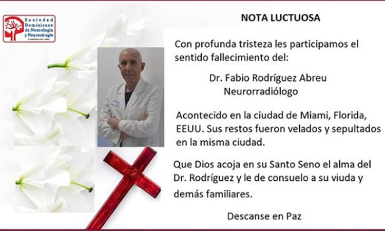 Neurólogos lamentan fallecimiento del Dr. Fabio Rodríguez Abreu