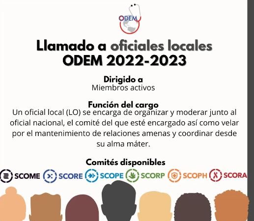ODEM abre convocatoria a oficiales locales