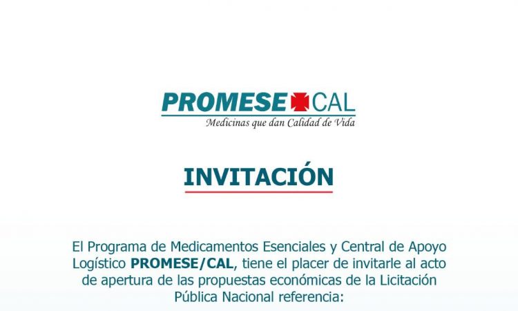 PROMESE/CAL inicia licitación de fármacos este miércoles