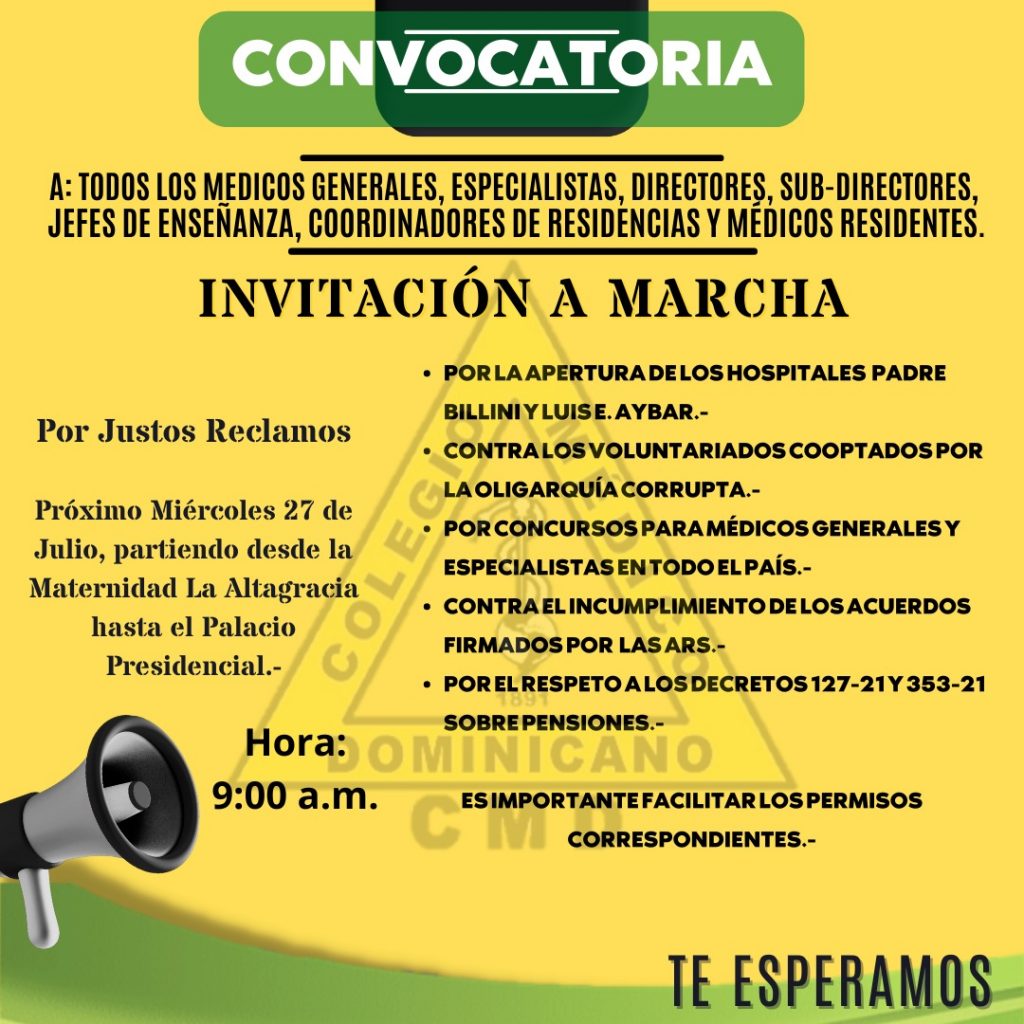 Colegio Médico convoca a gran marcha