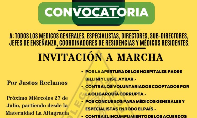 Colegio Médico convoca a gran marcha