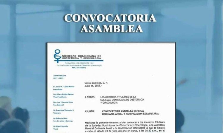 Sociedad de Obstetricia y Ginecología convoca asamblea general