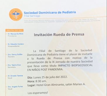 Pediatras filial Santiago presentarán lX jornada de la sociedad