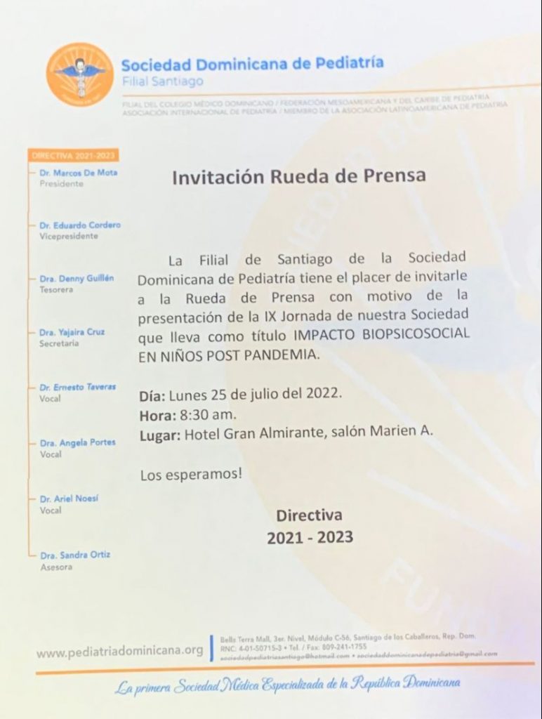 Pediatras filial Santiago presentarán lX jornada de la sociedad