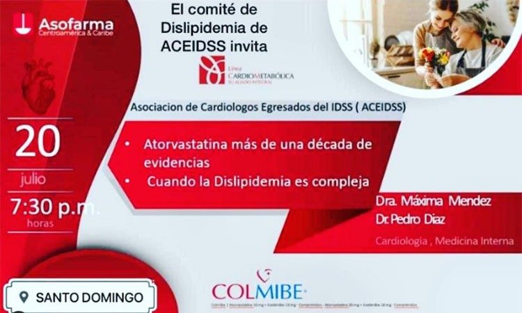 Cardiólogos Egresados del IDSS invitan a conferencia sobre la atorvastatina y la dislipidemia el 20 de julio