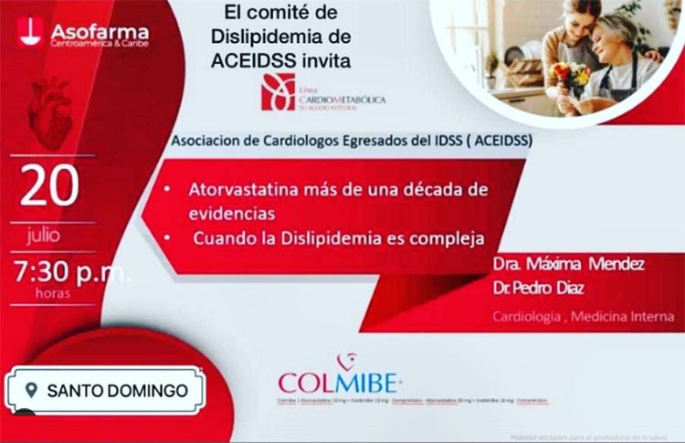 Cardiólogos Egresados del IDSS invitan a conferencia sobre la atorvastatina y la dislipidemia el 20 de julio