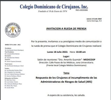 Cirujanos anuncian acciones de paro contra ARS