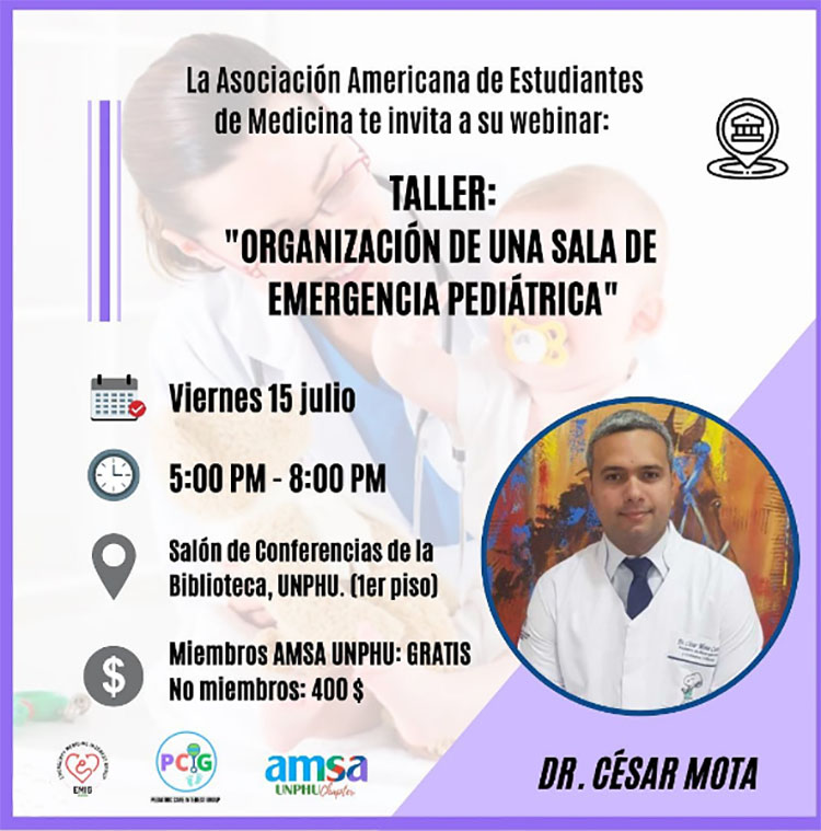 AMSA-UNPHU realizará taller sobre emergencias pediátricas este viernes