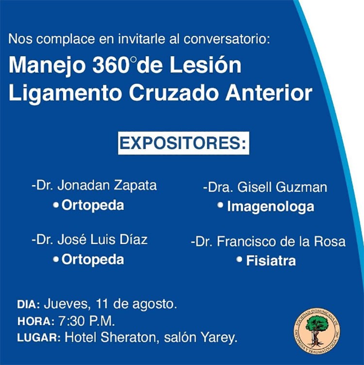 Ortopedas invitan a conversatorio sobre manejo de la lesión de ligamento cruzado Ortopedas invitan a conversatorio sobre manejo de la lesión de ligamento cruzado