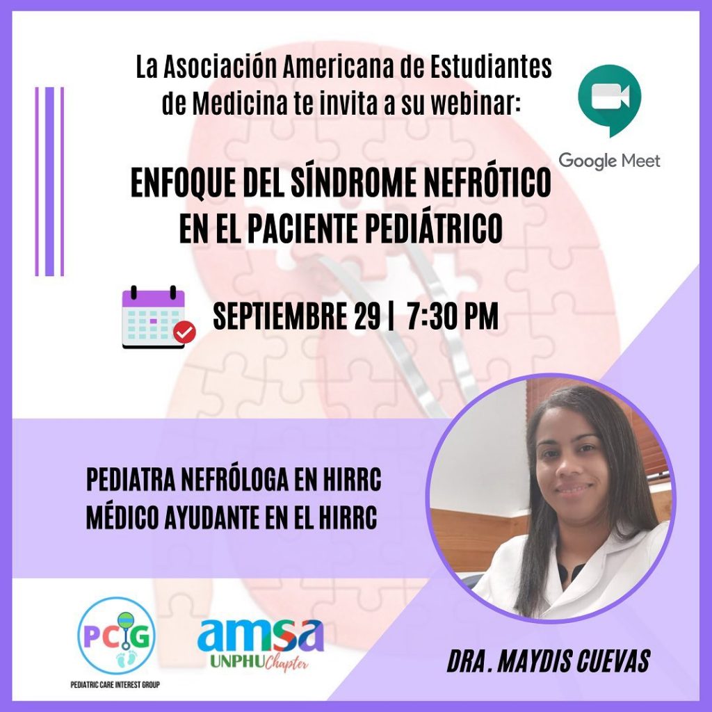 AMSA-UNPHU realizará webinar sobre síndrome nefrótico en paciente pediátrico