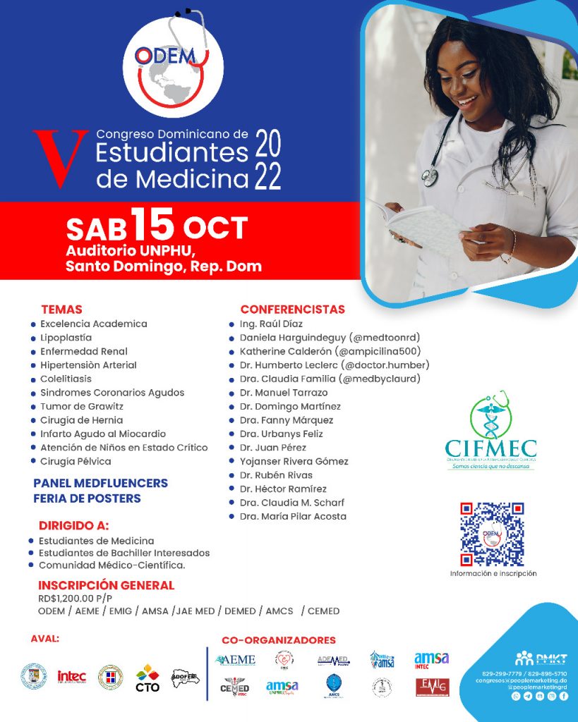 ODEM invita a su V Congreso Dominicano de Estudiantes de Medicina en octubre V Congreso Dominicano de Estudiantes de Medicina
