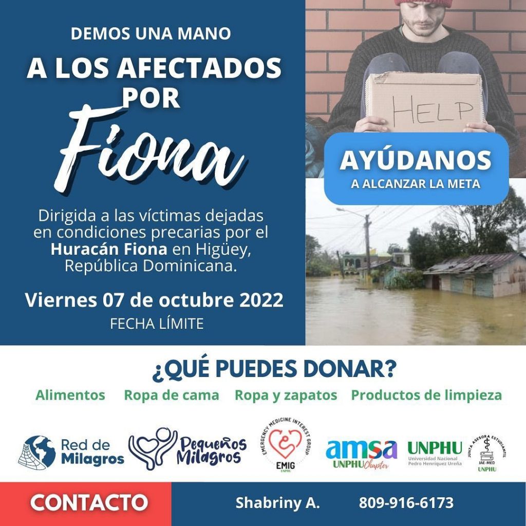 Estudiantes recaudarán insumos en beneficio de afectados por el huracán Fiona