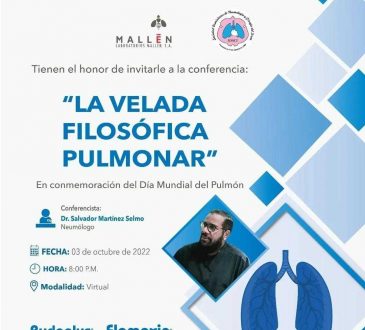 Neumólogos invitan a su conferencia 'La Velada Filosófica Pulmonar'