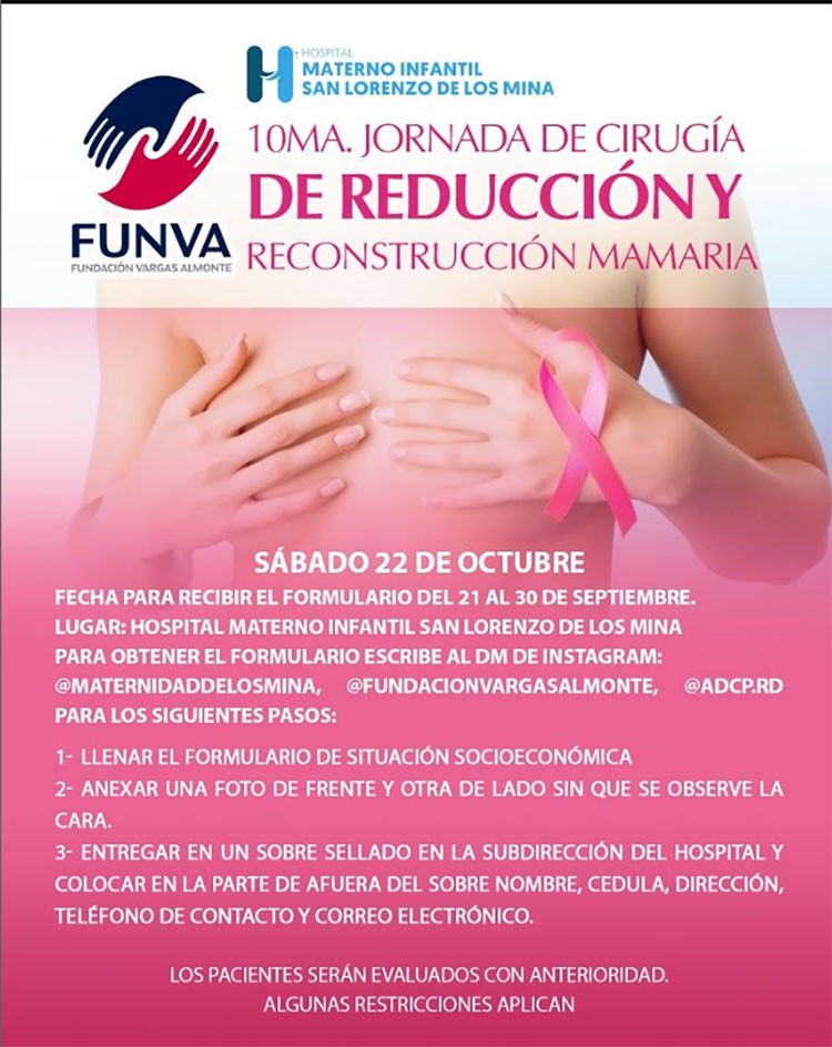 Maternidad de Los Mina realizará su X Jornada de Cirugía de Reducción y Reconstrucción Mamaria en octubre