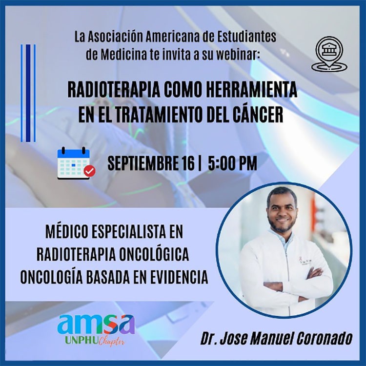 AMSA-UNPHU invita a webinar sobre radioterapia oncológica este viernes AMSA-UNPHU invita a webinar sobre radioterapia oncológica este viernes