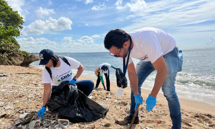 SNS realiza jornada de limpieza de playa en Güibia contra el cambio climático