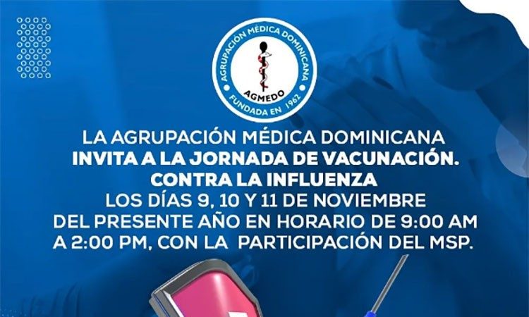 Agrupación Médica Dominicana invita a jornada de vacunación contra la influenza
