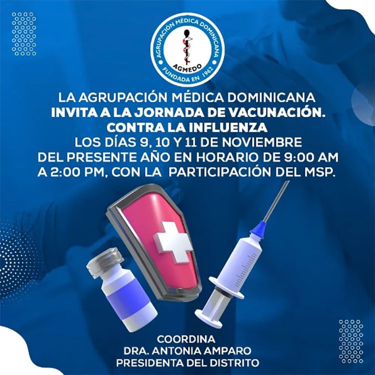 Agrupación Médica Dominicana invita a jornada de vacunación contra la influenza Agrupación Médica Dominicana invita a jornada de vacunación contra la influenza