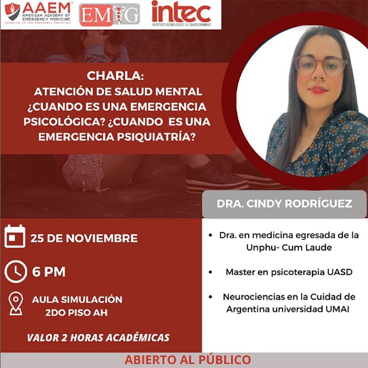 EMIG-INTEC capacitará sobre emergencias psicológicas y psiquiátricas este viernes Charla EMIG-INTEC emergencias psicológicas y psiquiátricas