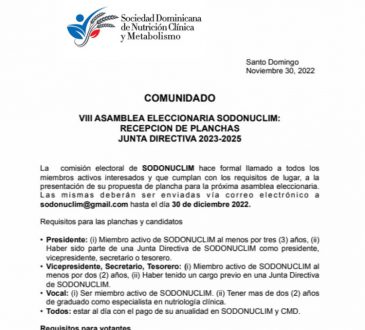 SODONUCLIM abrió recepción de planchas para sus elecciones internas