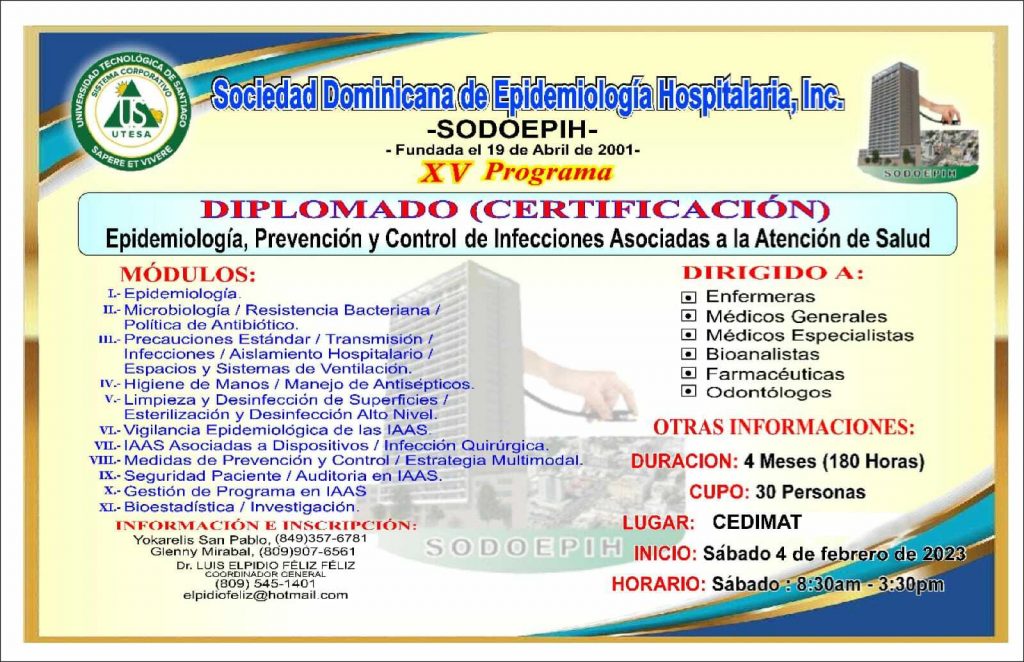 Epidemiólogos hospitalarios abren inscripciones para su diplomado Diplomado 'Epidemiología Prevención y Control de Infecciones Asociadas a la Atención de Salud'