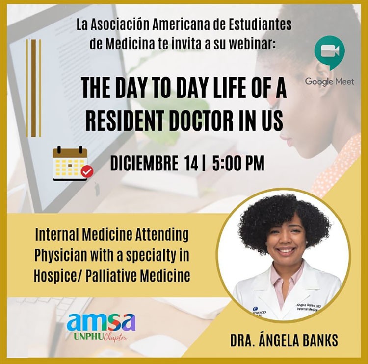 AMSA-UNPHU realizará webinar sobre la vida de un médico residente en USA AMSA-UNPHU realizará webinar sobre la vida de un médico residente en USA