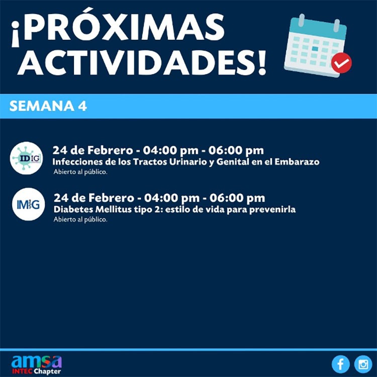 AMSA-INTEC invita a conferencias sobre diabetes e infecciones urinarias este viernes AMSA-INTEC invita a conferencias sobre diabetes e infecciones urinarias este viernes