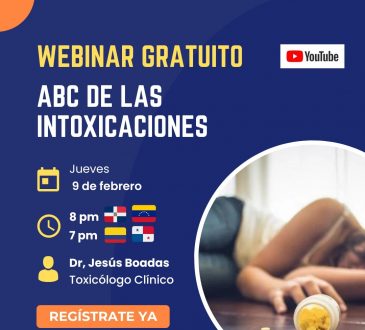 Abren inscripciones para webinar gratuito 'ABC de las Intoxicaciones' a partir de este jueves