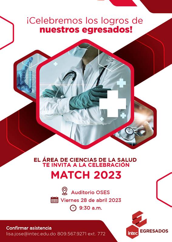 INTEC festejará este viernes su ‘MATCH 2023’ para egresados de medicina INTEC festejará este viernes su ‘MATCH 2023’ para egresados de medicina