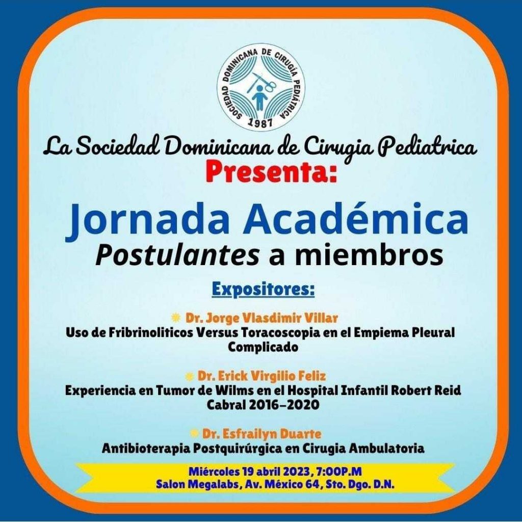 Sociedad Dominicana de Cirugía Pediátrica invita a sus miembros a sumarse a su próxima jornada académica