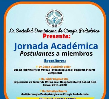Sociedad Dominicana de Cirugía Pediátrica invita a sus miembros a sumarse a su próxima jornada académica