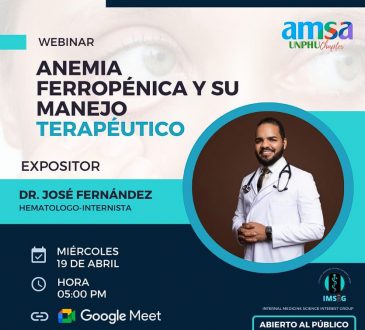 AMSA-UNPHU invita a webinar sobre el manejo de la anemia ferropénica
